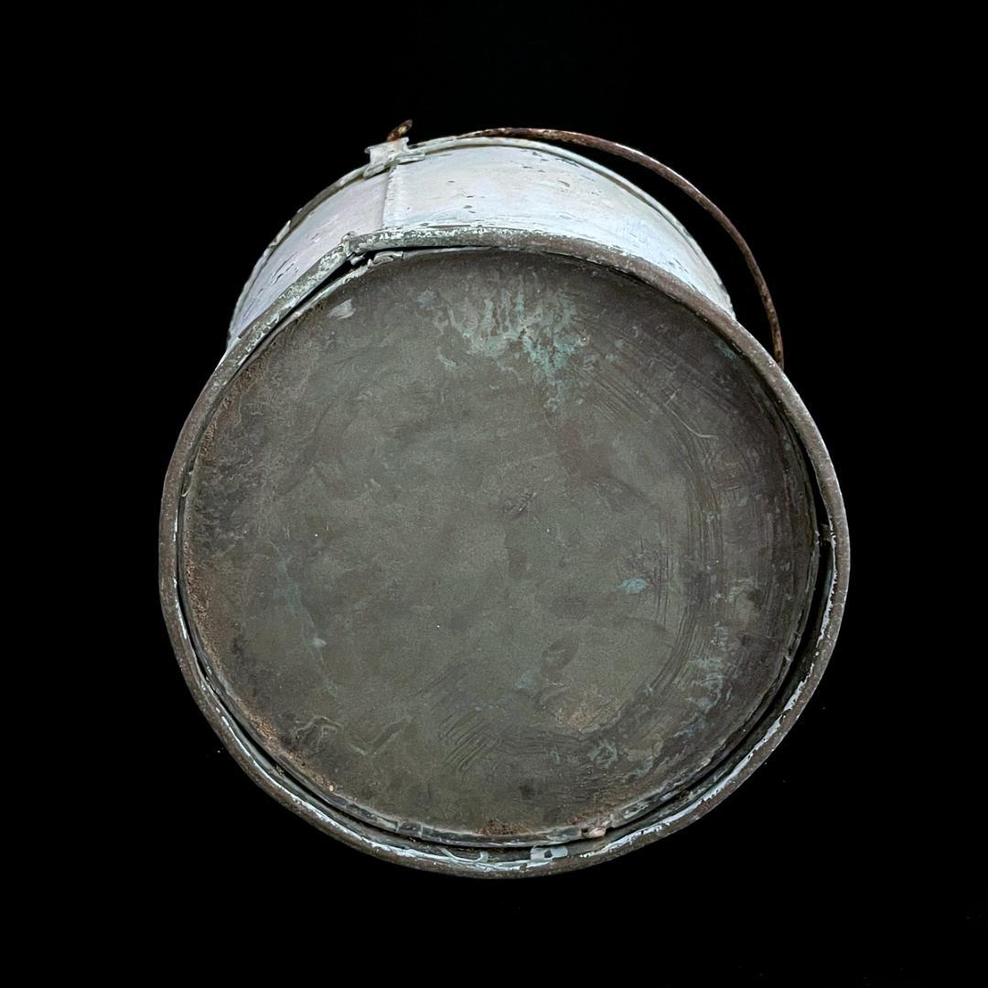 レア！アンティーク ブリキ製 ブルー バケツ（高さ27cm）02 /シャビー