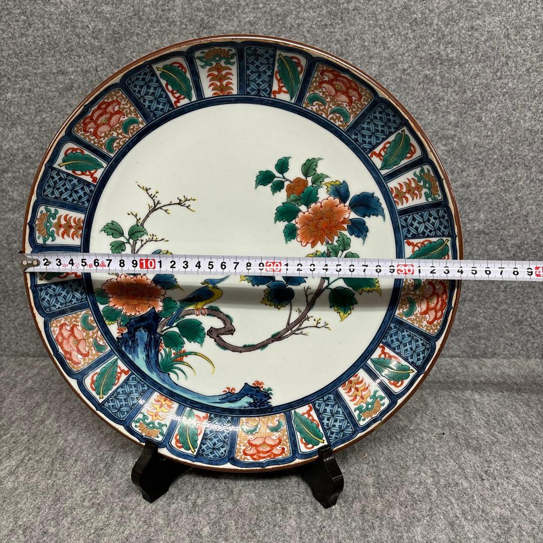 古九谷色絵花鳥図 飾皿　大皿