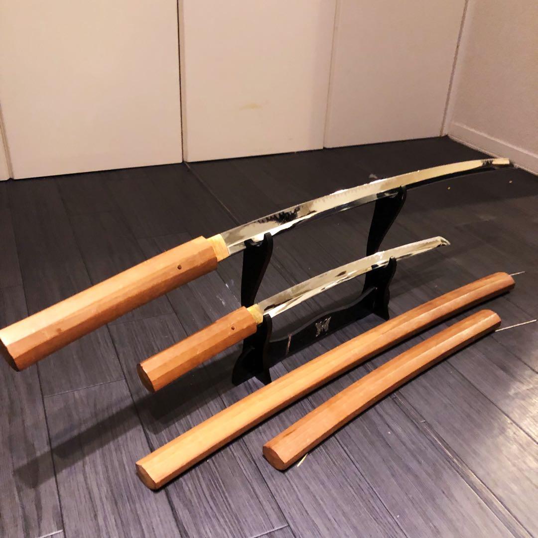 模造刀 白鞘 合金製 大小セット　長脇差　2本　拵え　太刀