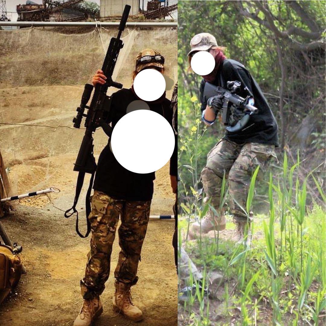 サバゲー女子セット 大人M 上下迷彩服 靴 24.0cm グローブ 帽子 ベルト