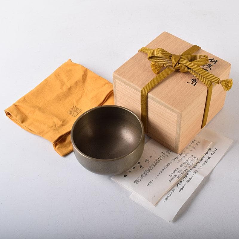金工師　魚住幸雄作（号法光）　砂張銅　佐波理　打鳴　共布共箱　C　R8714
