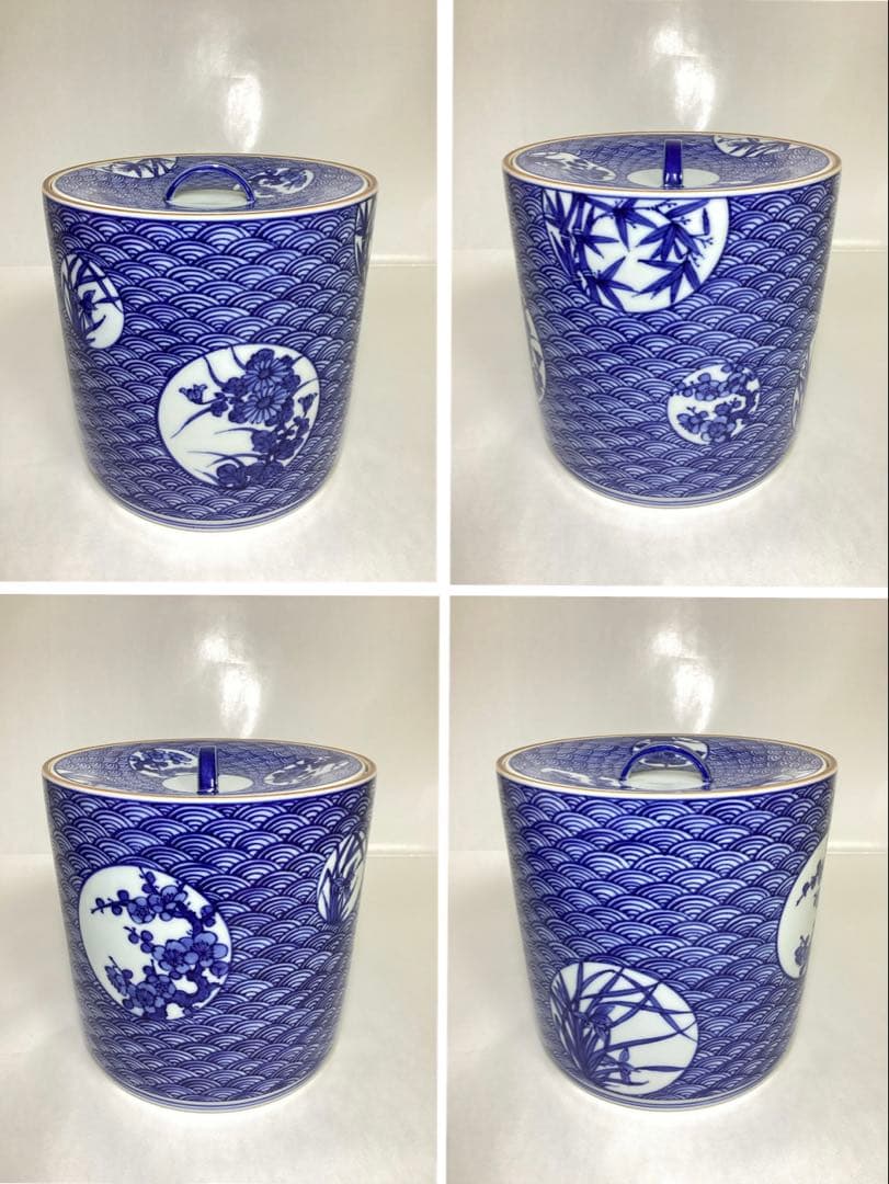 茶道具 古物品 皆具 祥瑞 青海波 四君子 杉田祥平 木箱入