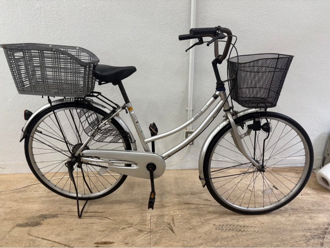 シルバー シティサイクル 26インチ 前後バスケット付き