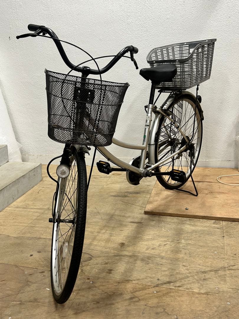 シルバー シティサイクル 26インチ 前後バスケット付き