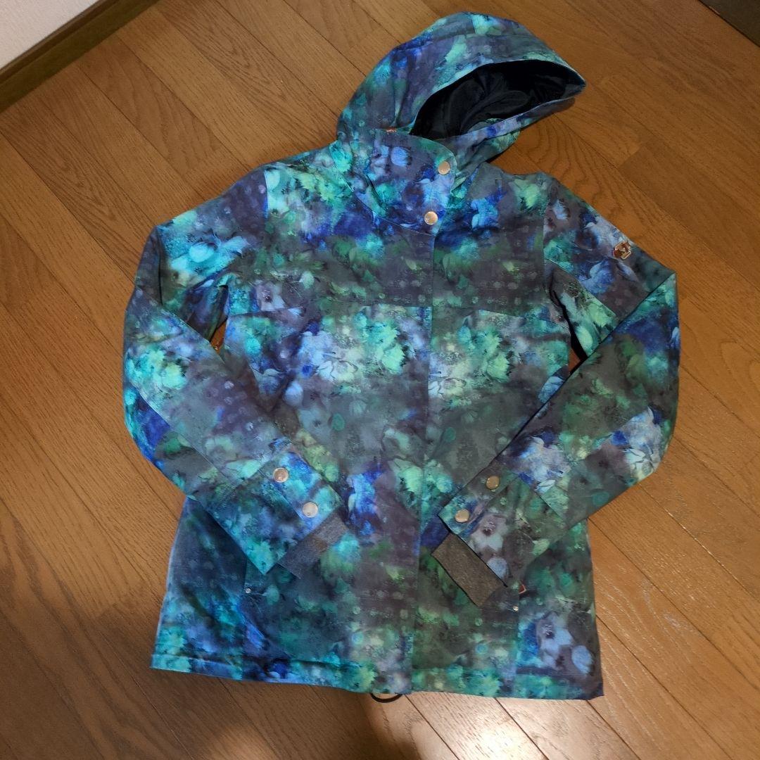【美品】ROXY　スノボウェア　上下セット　総柄　花柄　ブラック　Ｓ