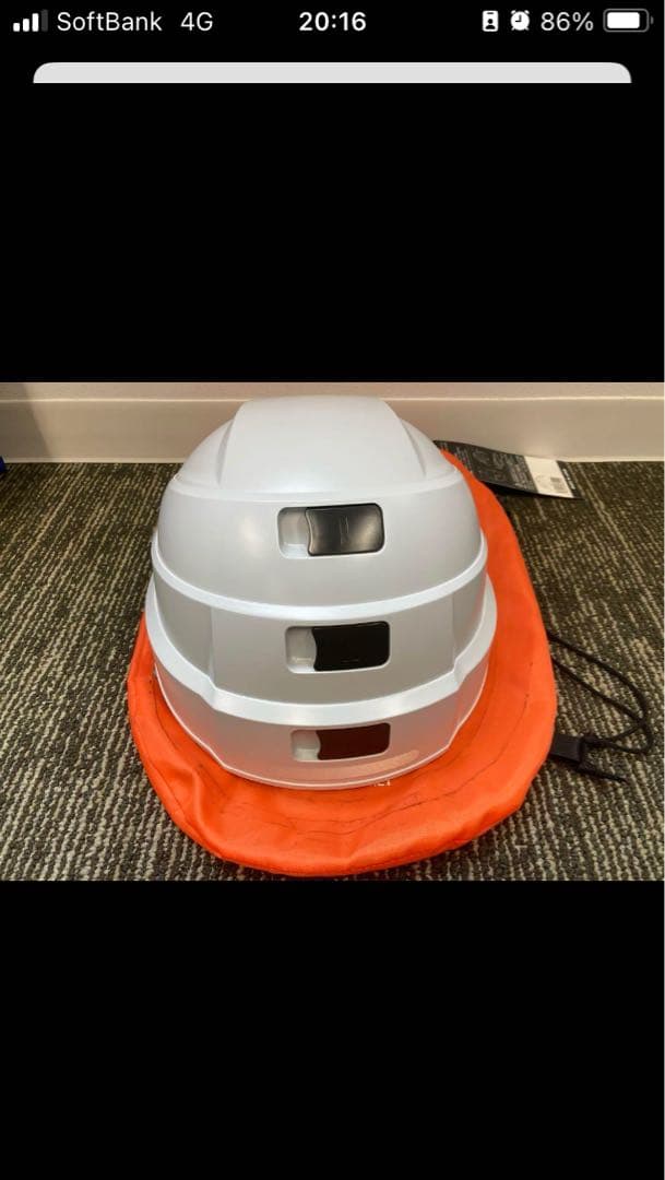 （67）防災ヘルメット ホワイト オレンジ収納バッグ付き4個セット