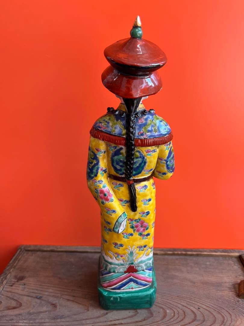 1370  中国 骨董　福建會館  游長子造　十錦 粉彩　漢人　置物　時代物