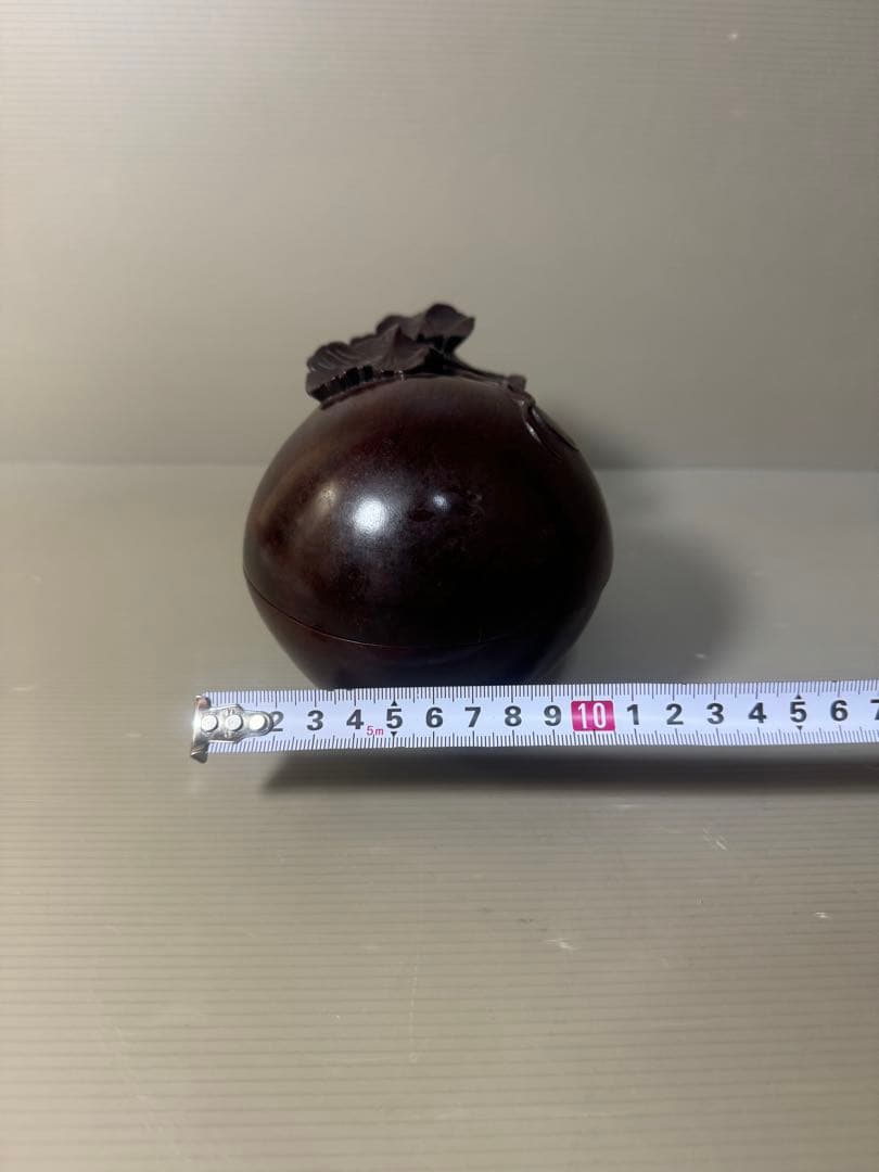 2469 中国　唐木紫檀製　瓢箪形　蓋物　置物　美品