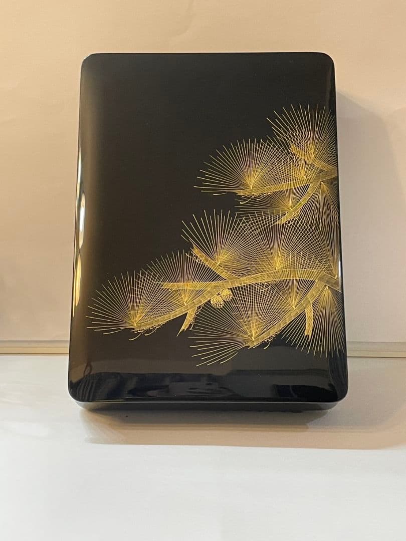 輪島塗 漆器 文箱 金色葉模様