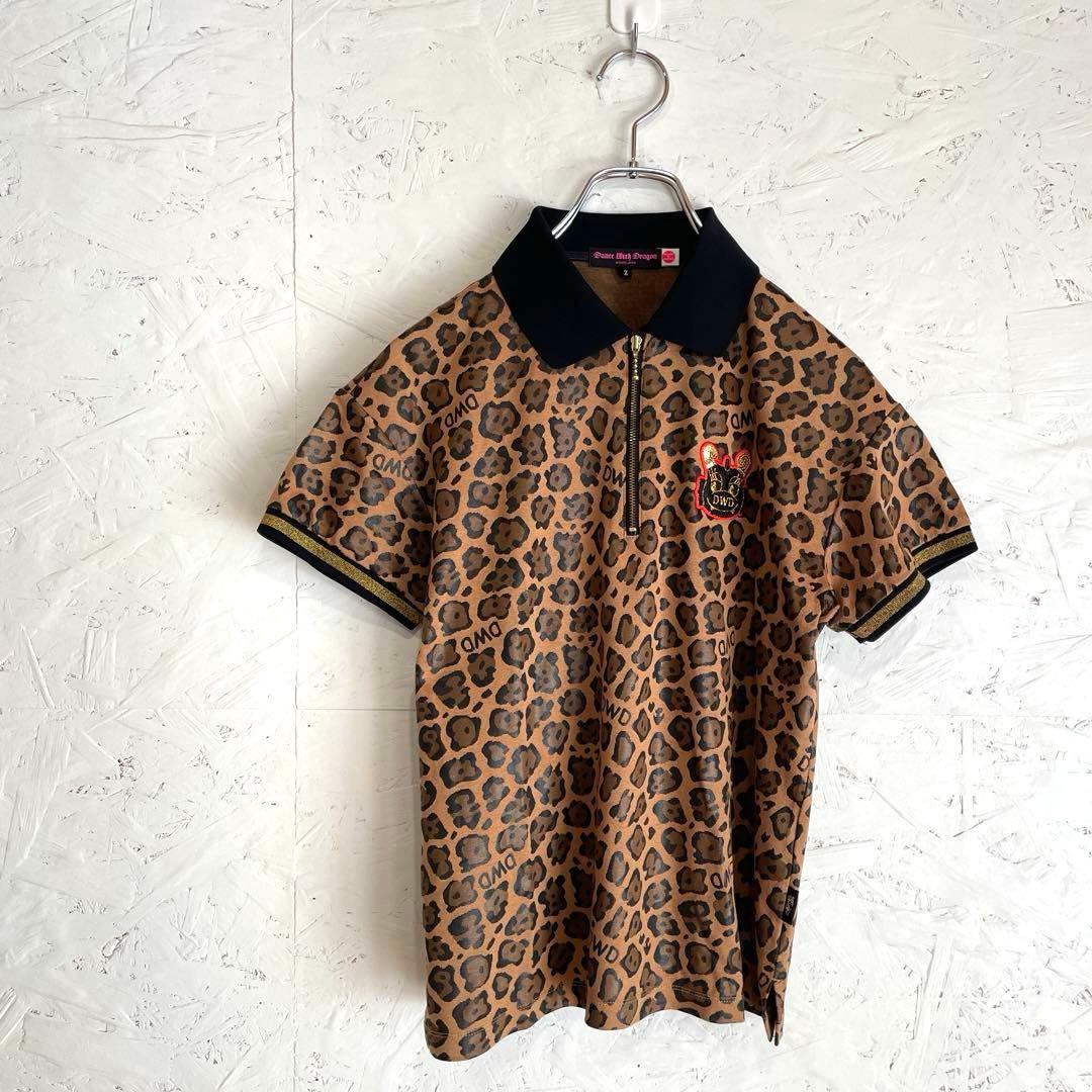 日本製　ゴルフウェア【DANCE with DRAGON】ヒョウ柄ポロシャツ　2