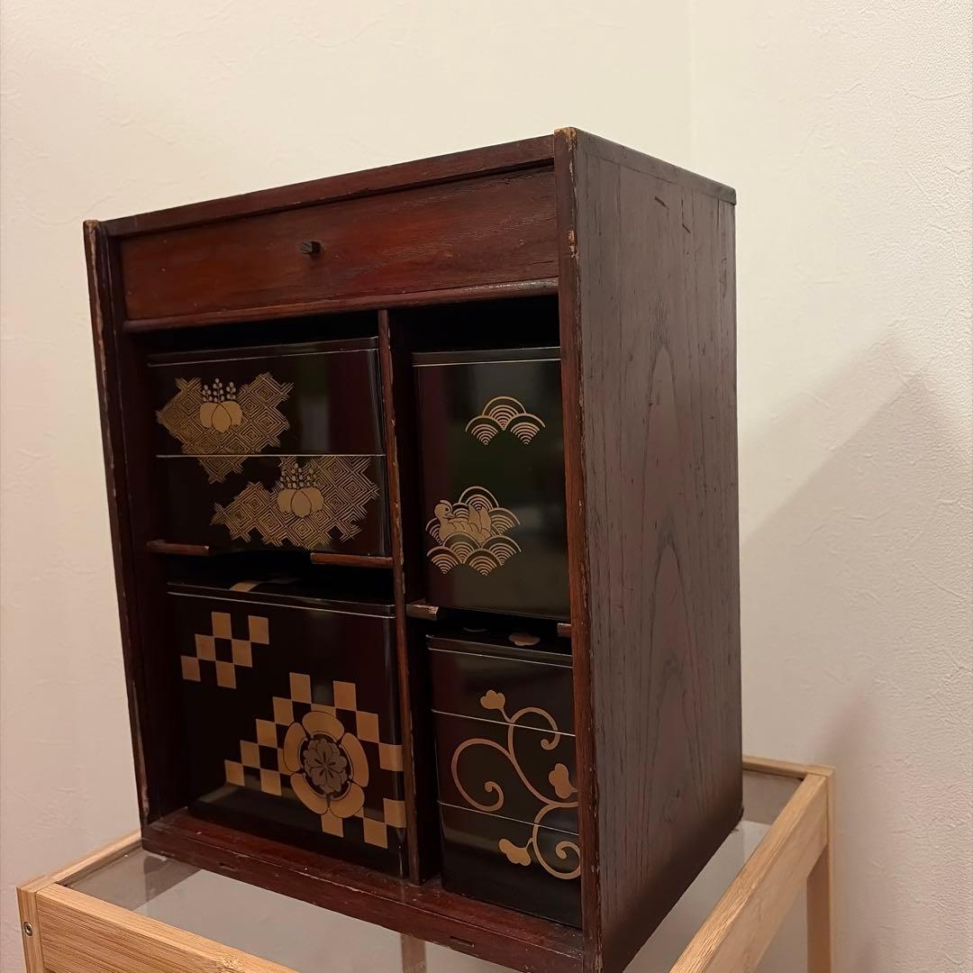 アンティーク　漆塗りお重箱セット