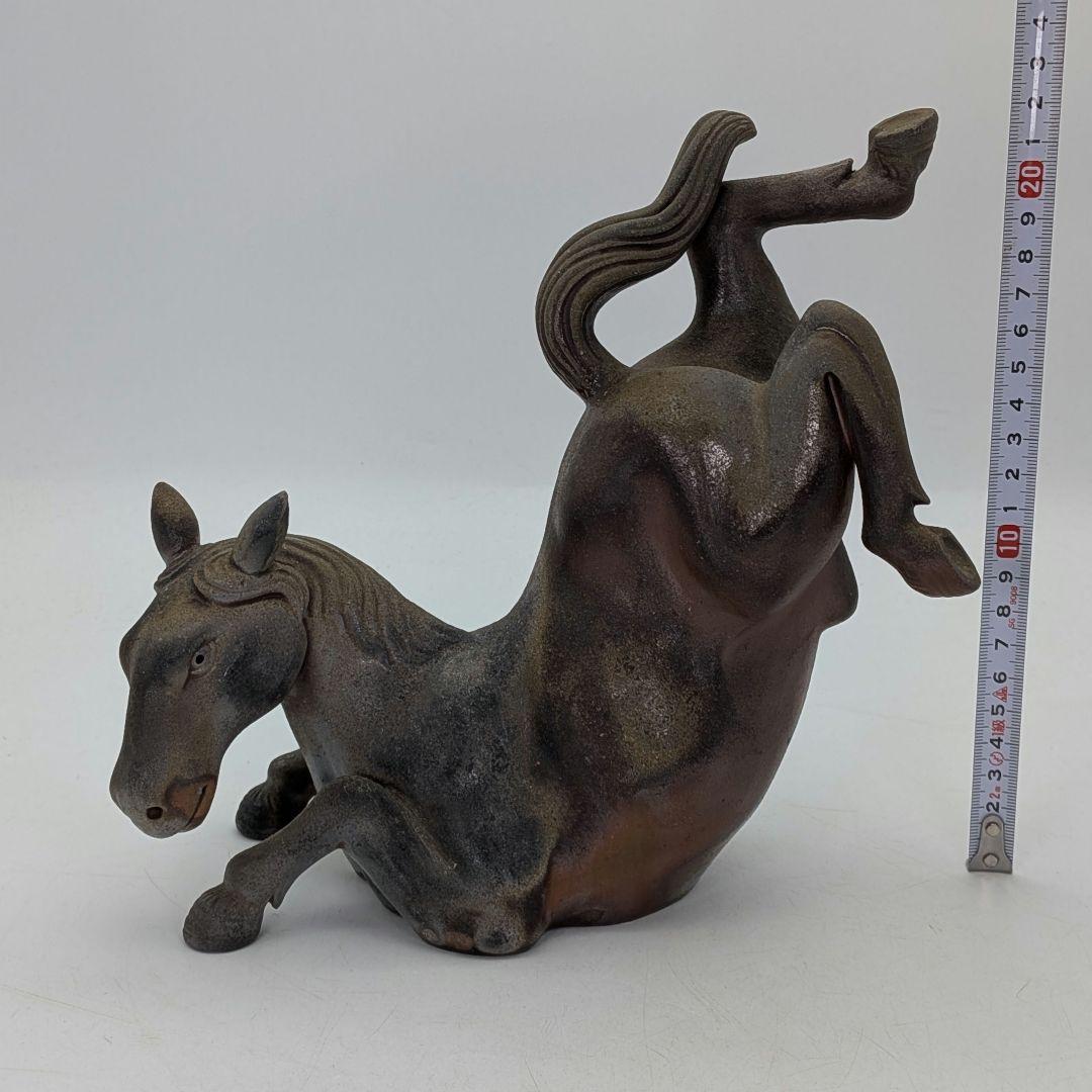 二代目小山一草 備前焼 窯変午置物 共箱 干支置物 午年 ウマ 細工物 縁起物