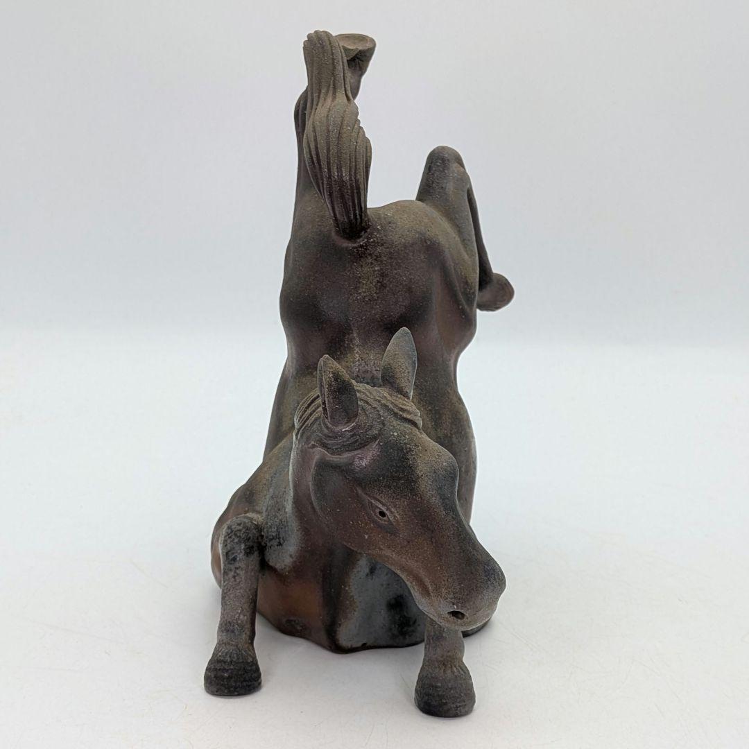 二代目小山一草 備前焼 窯変午置物 共箱 干支置物 午年 ウマ 細工物 縁起物