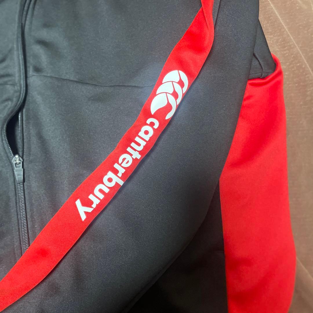 カンターベリーラグビーウォームアップウェア 黒/赤 ジップアップ大きいサイズ