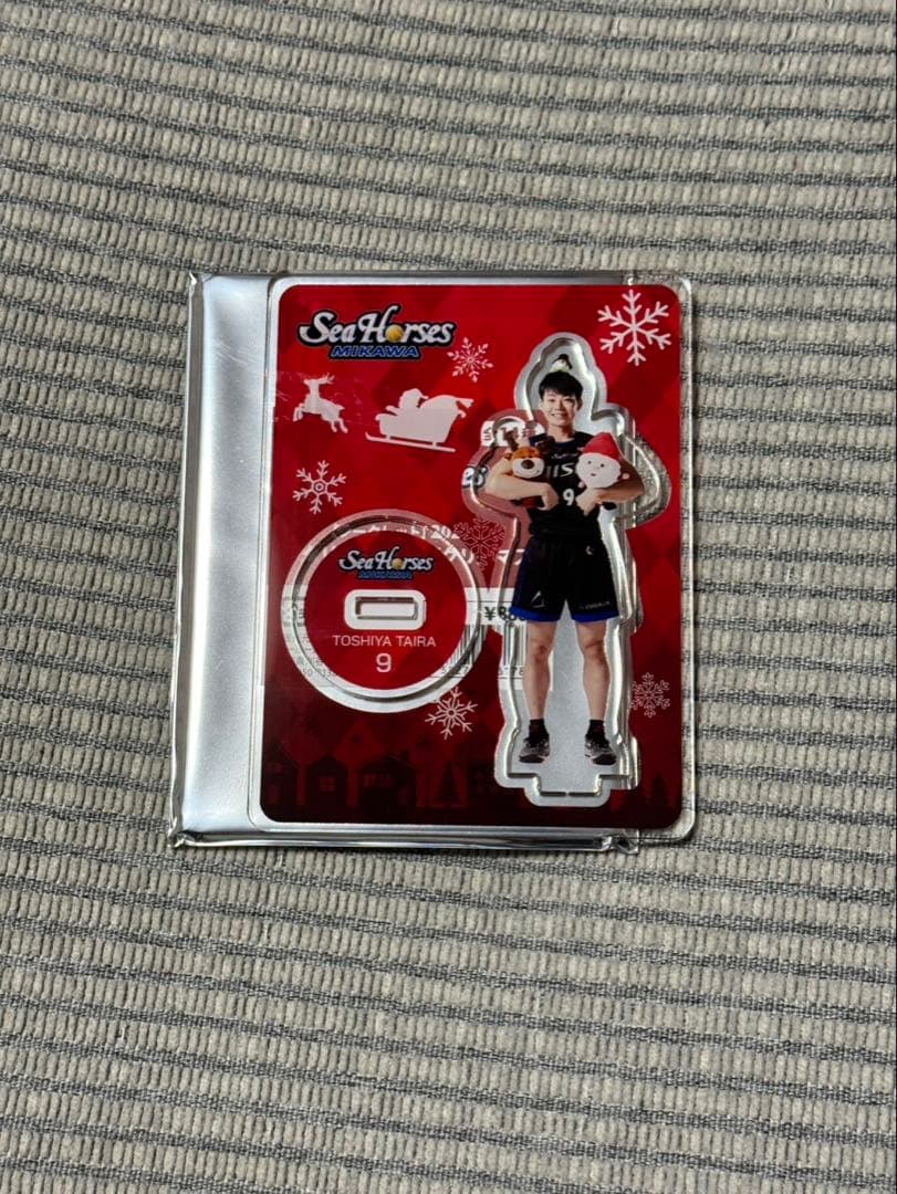 シーホース三河の選手のクリスマス仕様のアクリルスタンドとネームステッカー