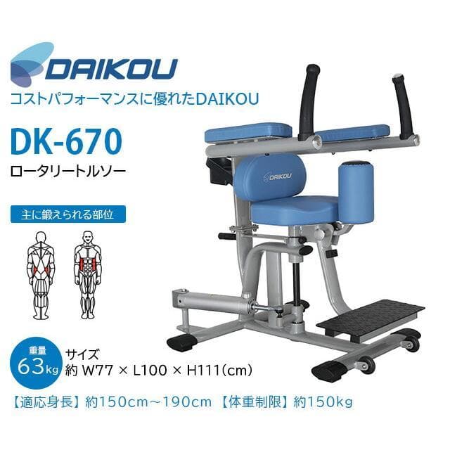 DAIKOU DK-670 準業務用 油圧マシン ロータリートルソー 体幹 腹筋