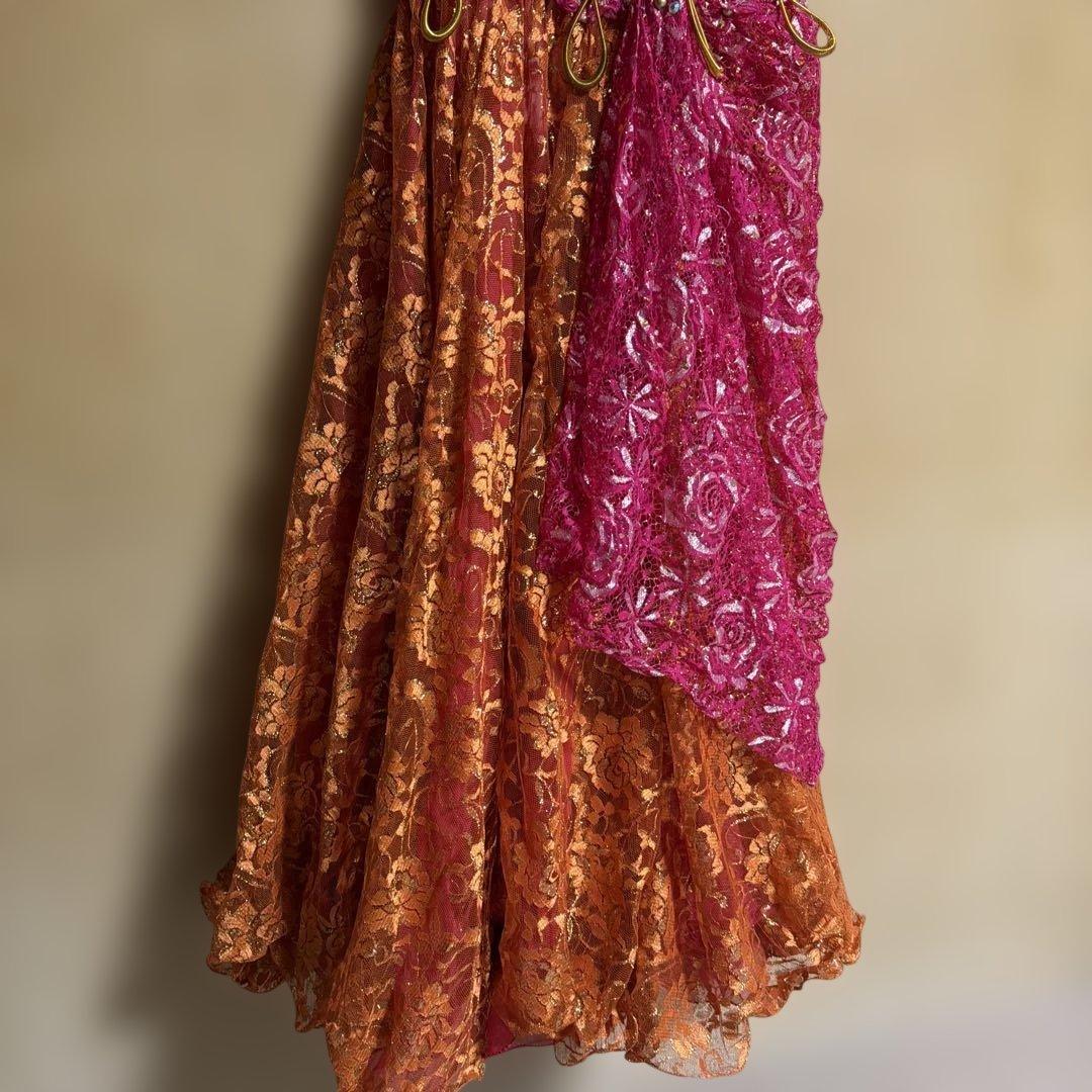 ベリーダンス セットアップ オレンジ ピンク