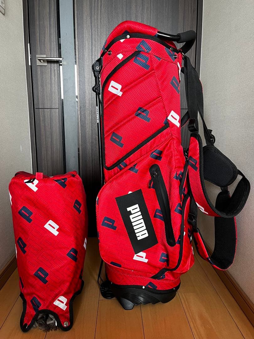 美品PUMAプーマ　スタンド式キャディバッグ 軽量2.8kg Pグラフィック