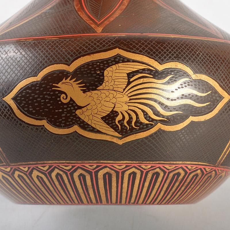 豊楽焼　鳳凰魚糸蒔絵　油壷　時代箱付　M　R5845