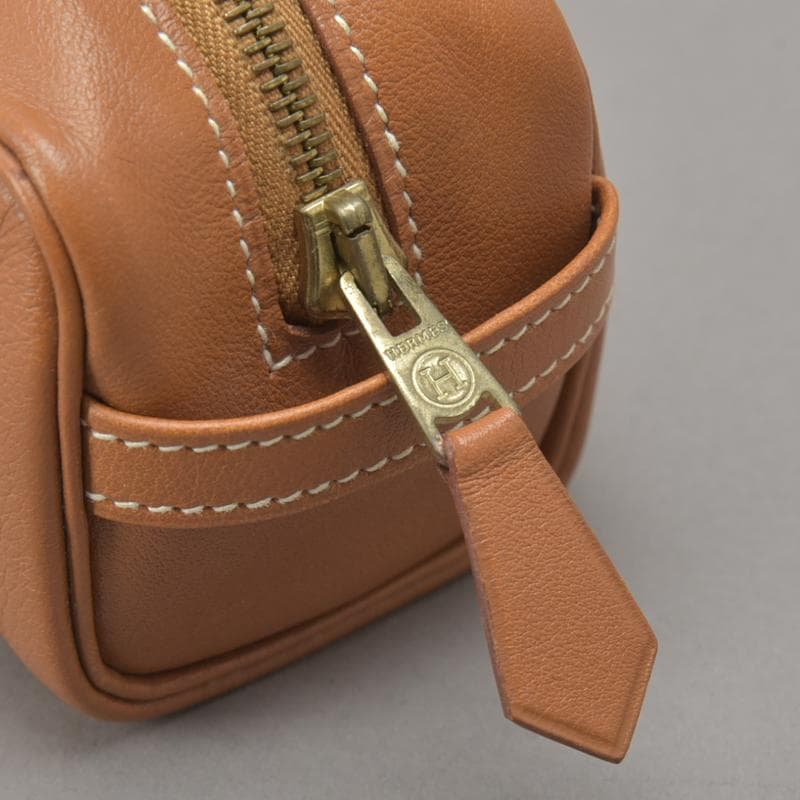 美品◇エルメス ペンケース メイクポーチ カーフレザー ブラウン □A刻印 文具