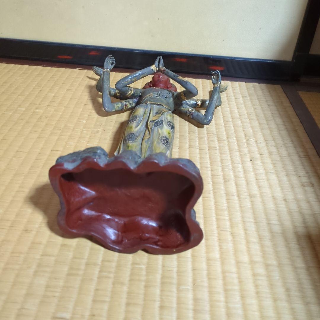 高岡銅器 阿修羅像、色分け漆仕上げ