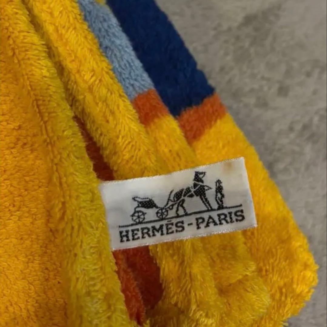 エルメス　ビーチタオル　イエロー×ブルー