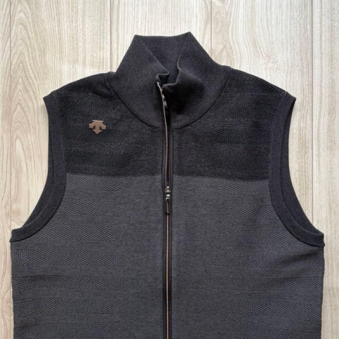 【極美品】デサントゴルフ ニットベスト メランジ ジップアップ M バイカラー
