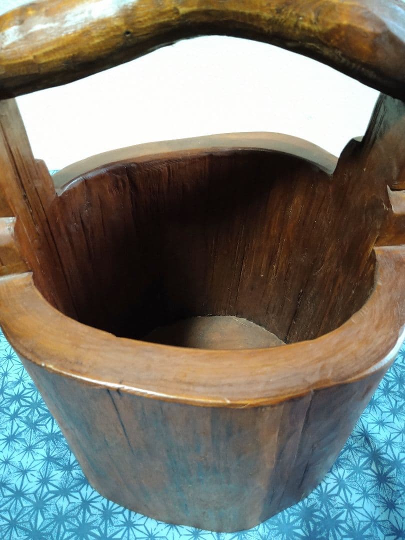 木製　くり抜き　木桶　手桶　花器