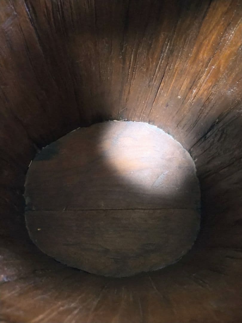 木製　くり抜き　木桶　手桶　花器