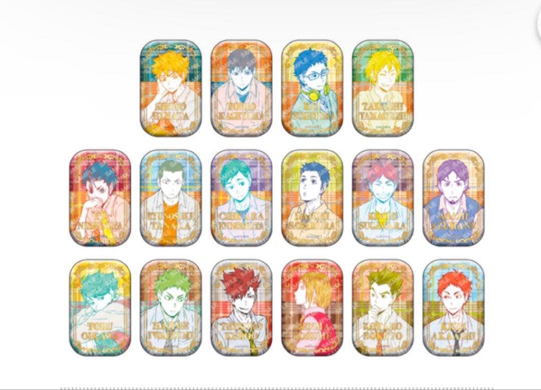 ハイキュー！！スクエア缶バッジ　BOX オフショット×カラー第一弾、第二弾