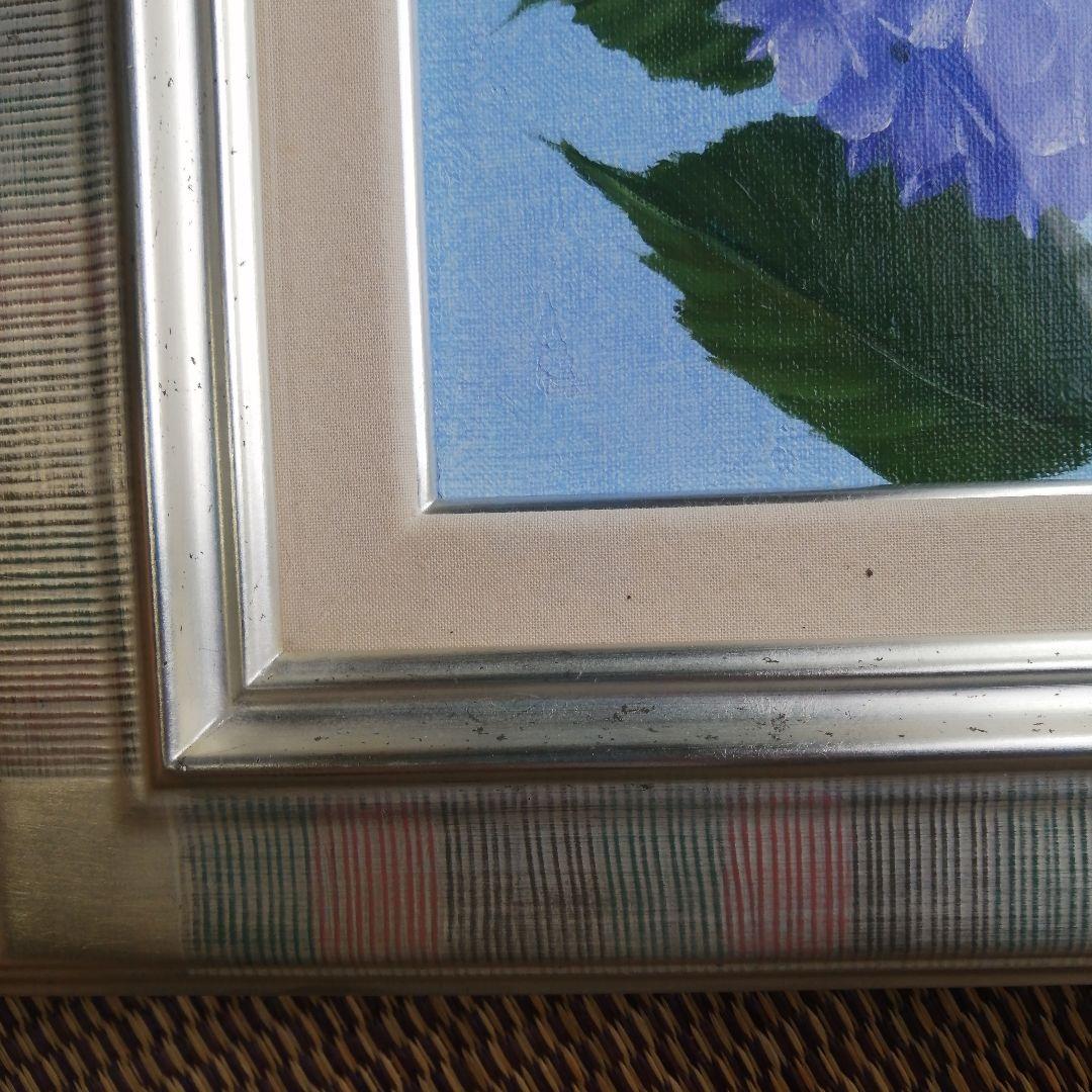 安田英明　「紫陽花」　油彩画 　額装　F4　　あじさい