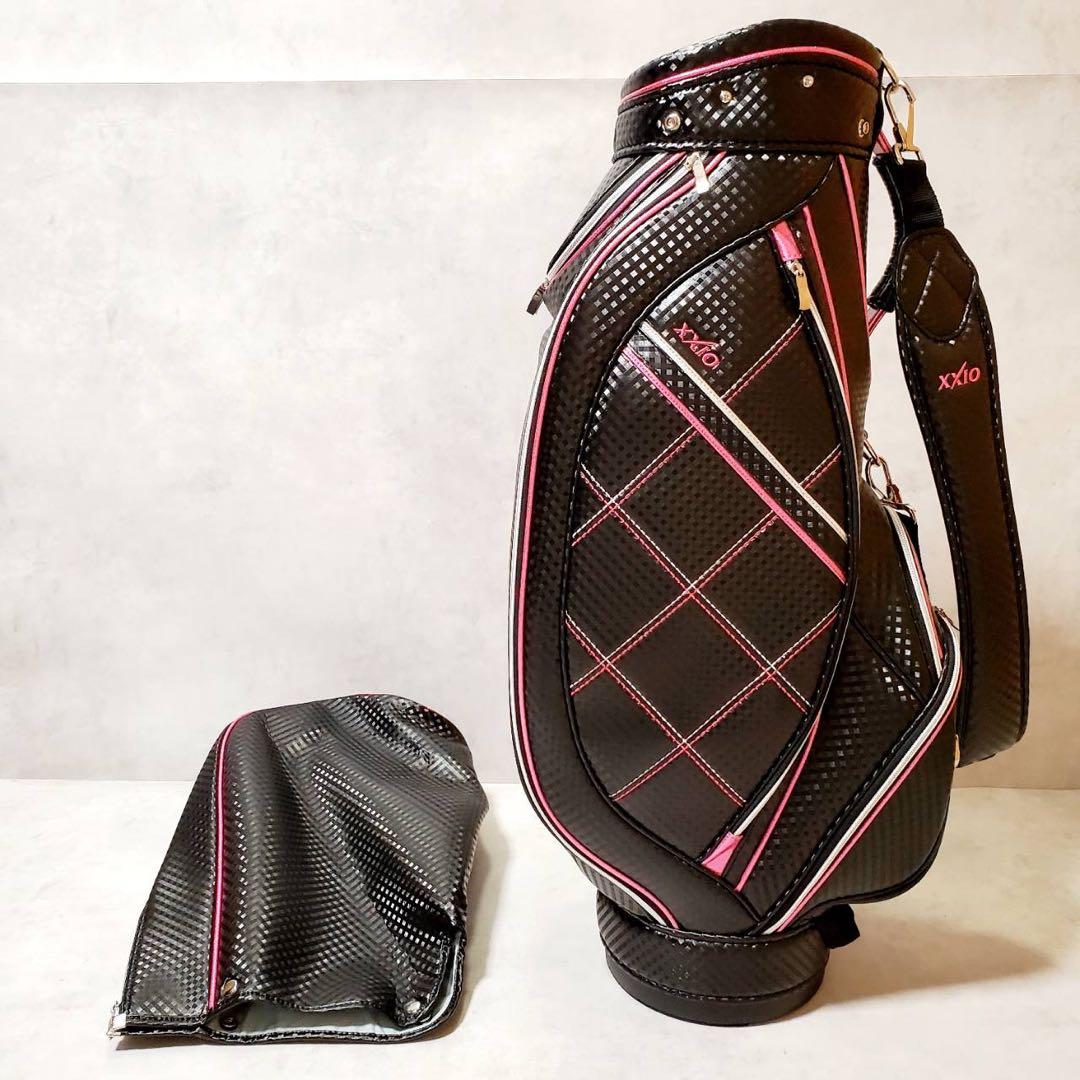 【極美品】ゼクシオ レディース キャディバッグ ゴルフバッグ ピンク×ブラック