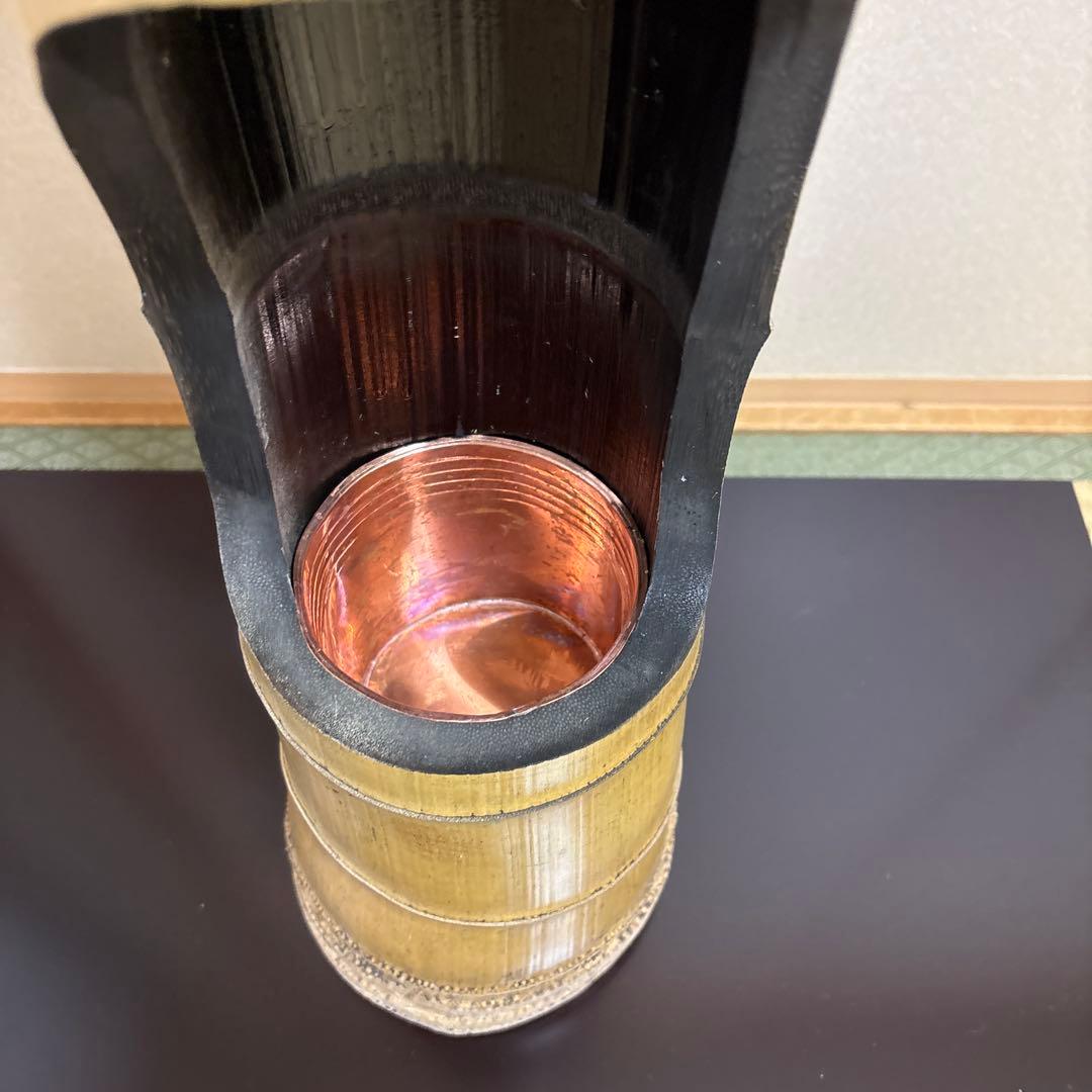 50 美品　根付き　三重切り　三重切　 生け花　生花　竹花入れ　竹筒　華道具