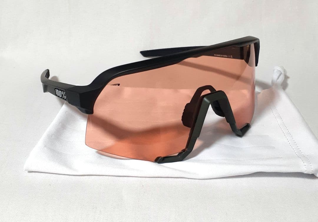 100% S3 カスタム ブラック x コーラル ワンハンドレッド サングラス