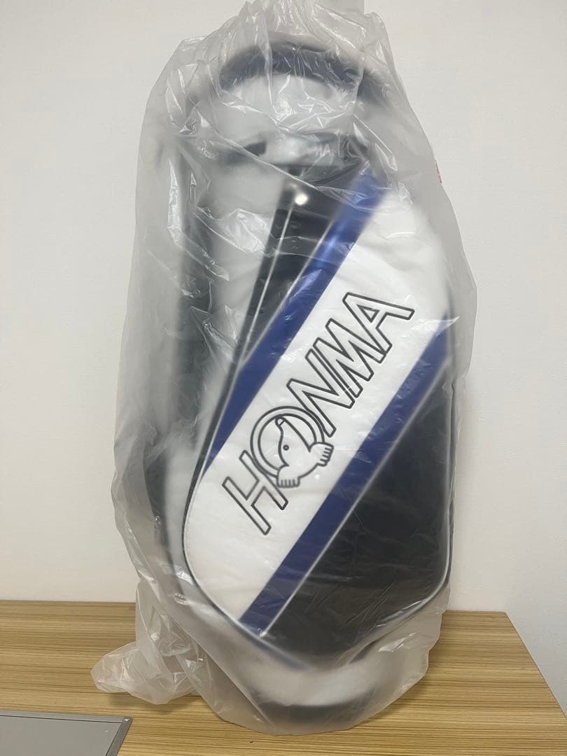 新品 HONMA ゴルフキャディバッグ ホワイト ブラック/ブルー プロ譲渡品
