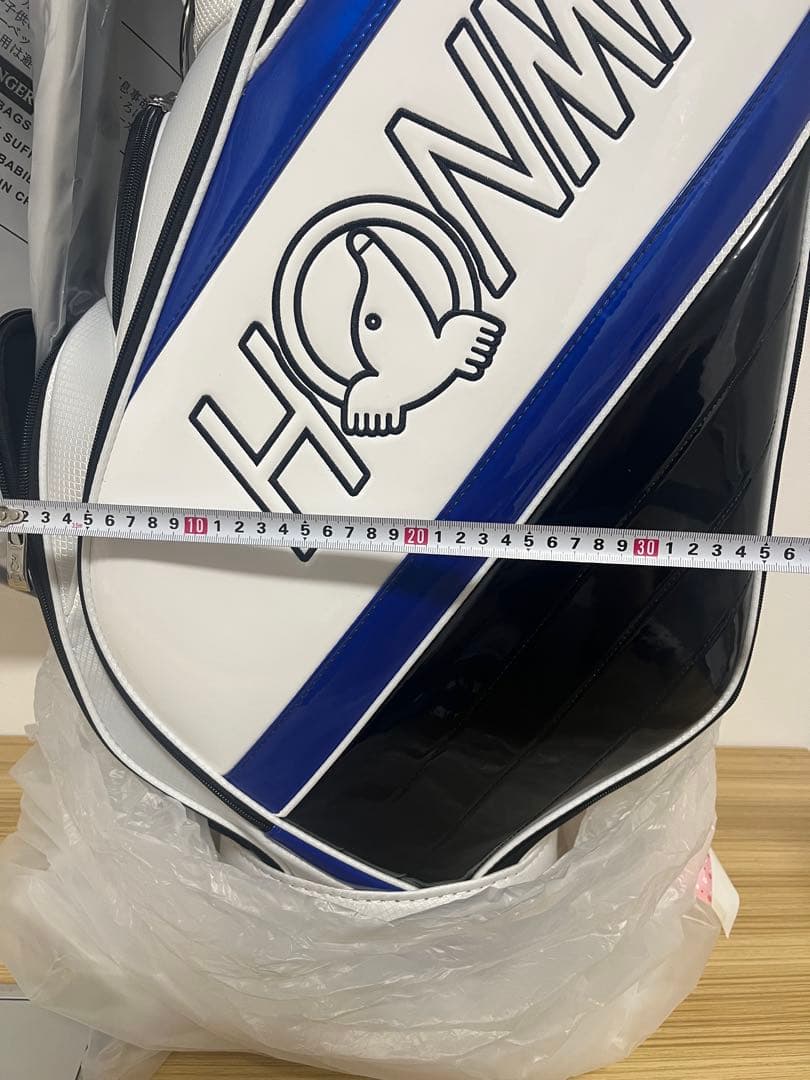 新品 HONMA ゴルフキャディバッグ ホワイト ブラック/ブルー プロ譲渡品
