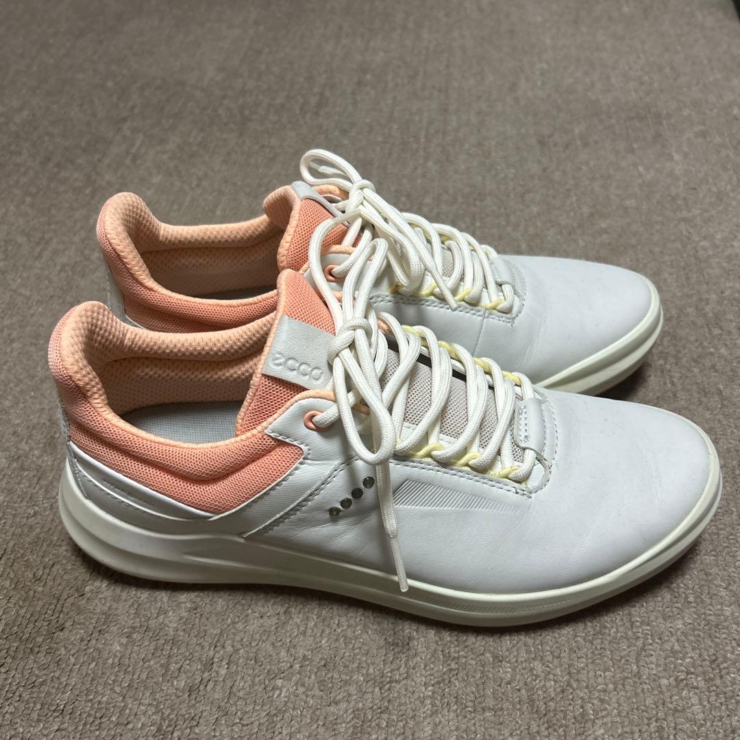 ECCO ゴルフシューズ 38 ホワイト/ピンク
