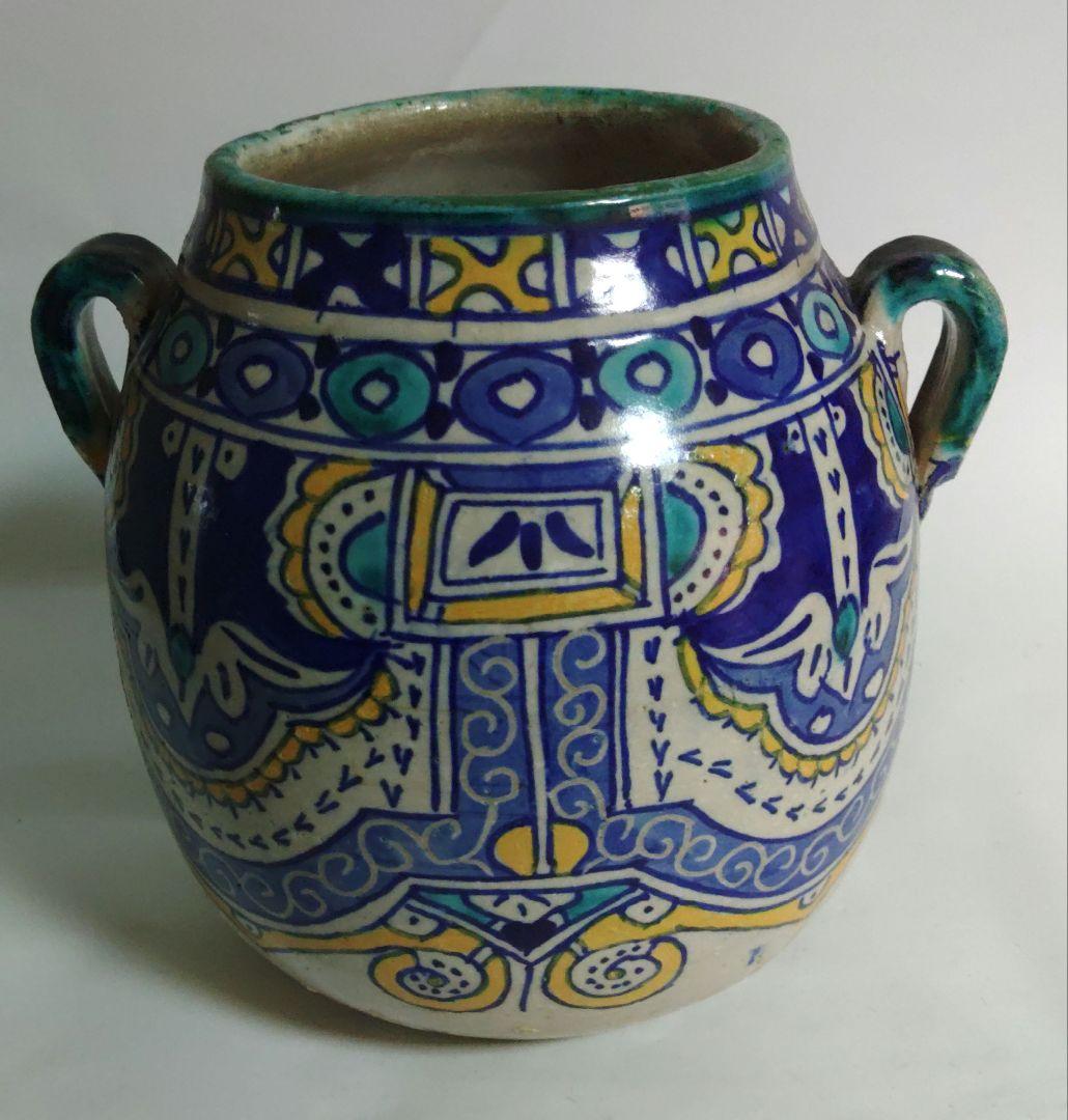 モロッコ　フェズの花入　花瓶　陶器製