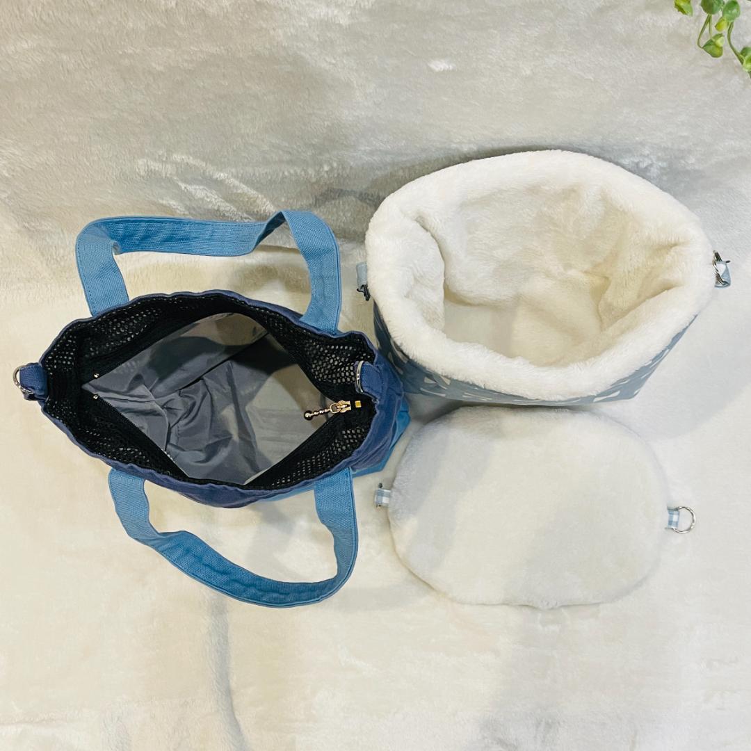 ももんがトートバッグ(お出かけ用)　モモンガ刺繡　ハンドメイド