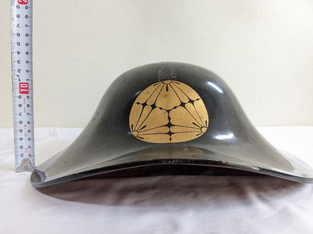 陣笠 木製 三ツ割菊 武士防具 ヴィンテージ