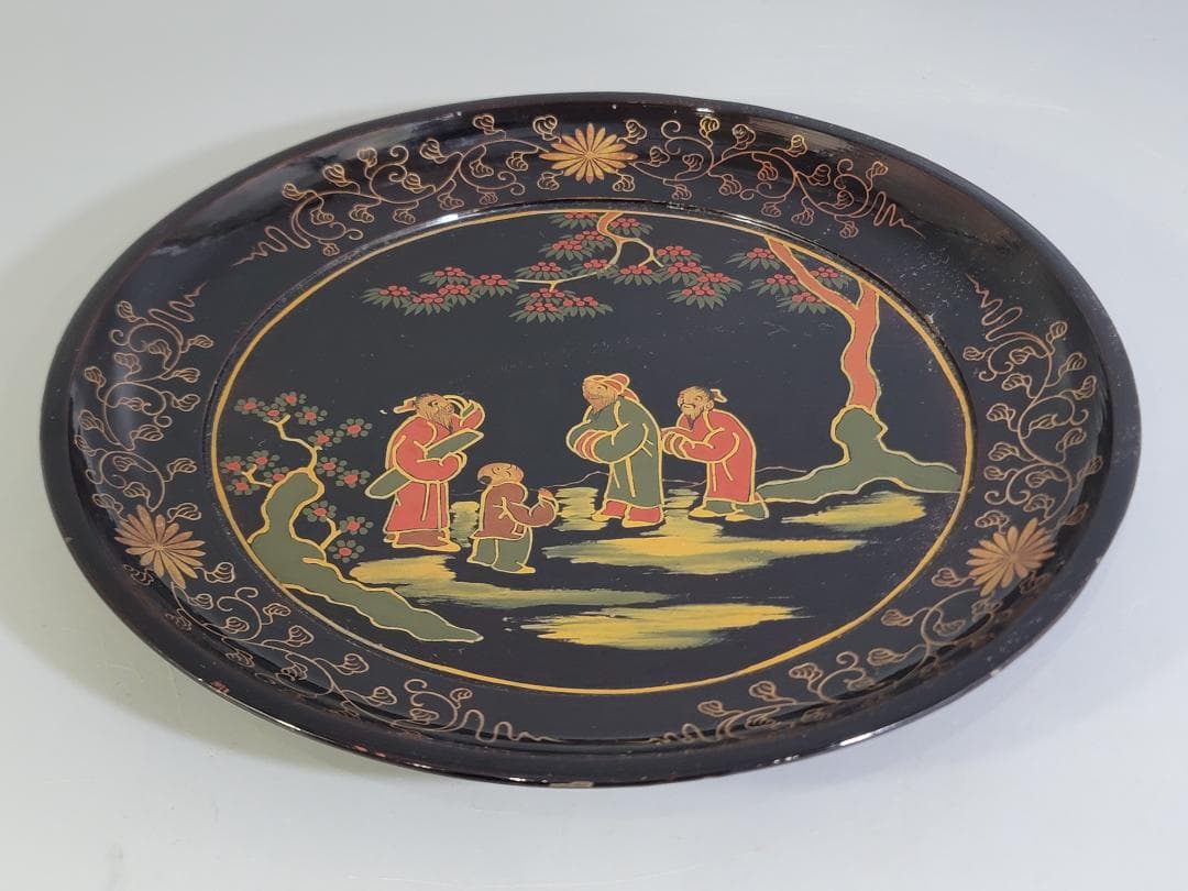 DT344 茶道具 唐物 色絵人物紋 菓子盆 中国 古美術