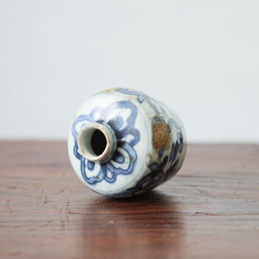 古染付　小壺　中国陶磁器　青花　青華