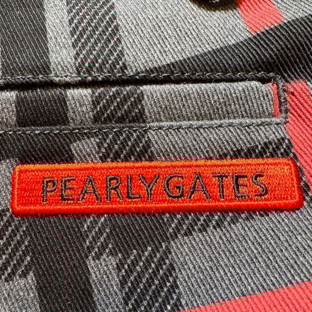 未使用級 パーリーゲイツ チェック柄 パンツ リング付き ロゴ刺繍 リング付き