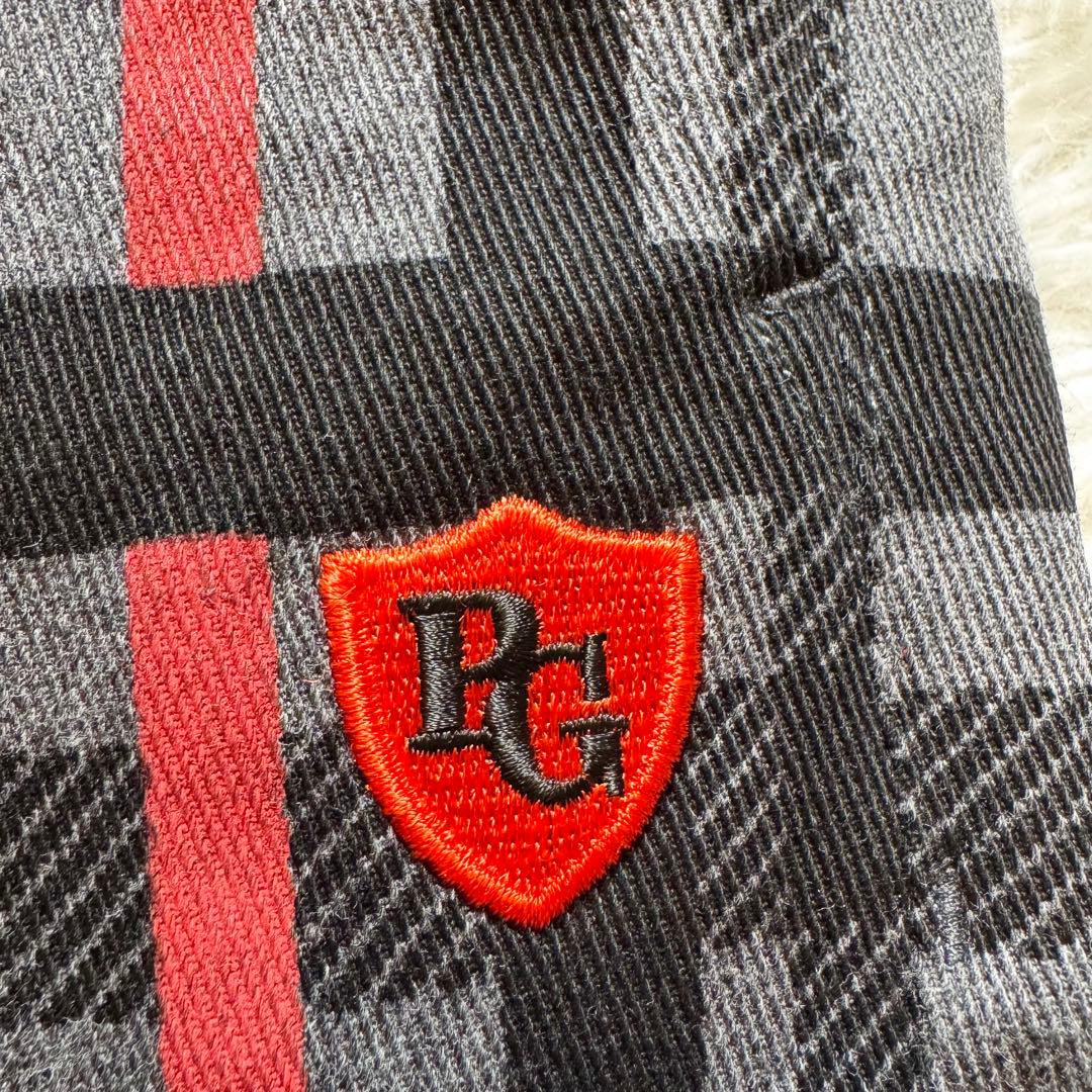 未使用級 パーリーゲイツ チェック柄 パンツ リング付き ロゴ刺繍 リング付き