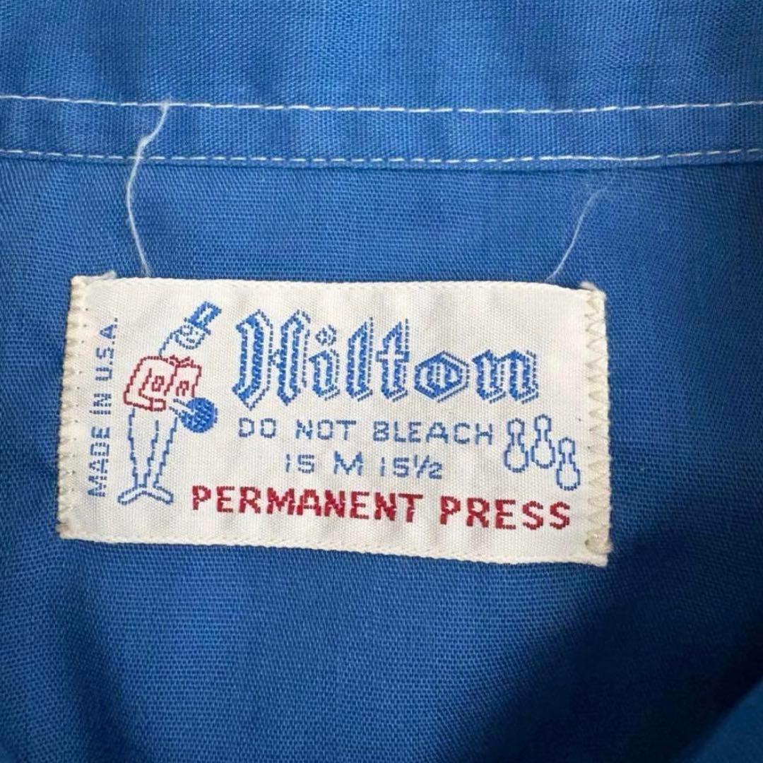 ヒルトンボーリングシャツ70s刺繍USA製チェーンステッチvintage古着