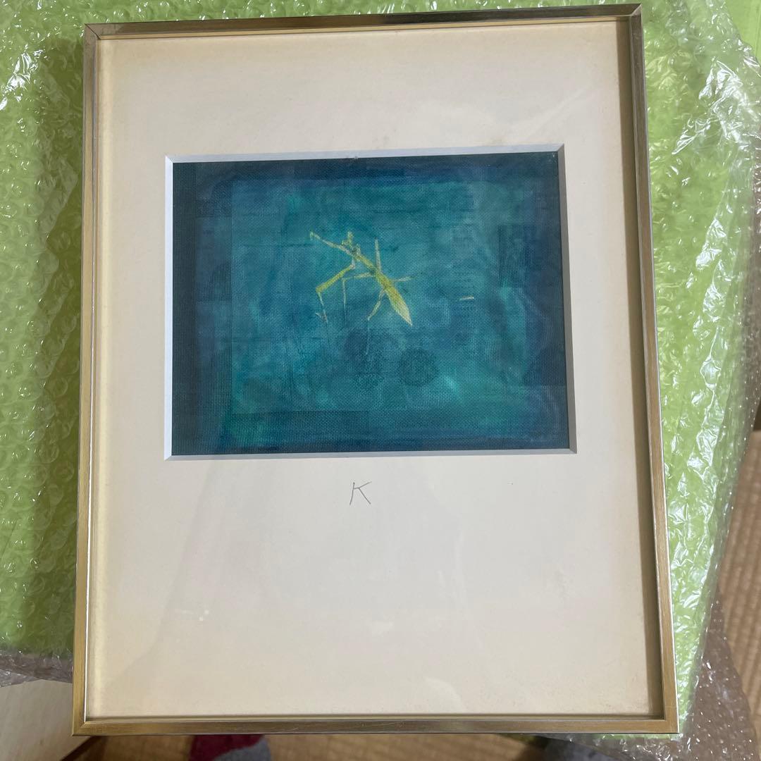 染色絵画　カマキリ