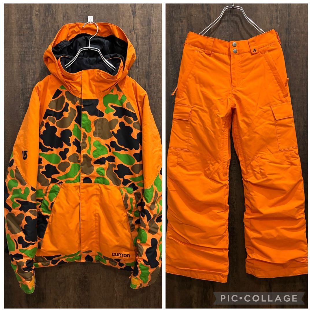 BURTON スキーウェア 上下 キッズ L 150cm オレンジ 迷彩柄
