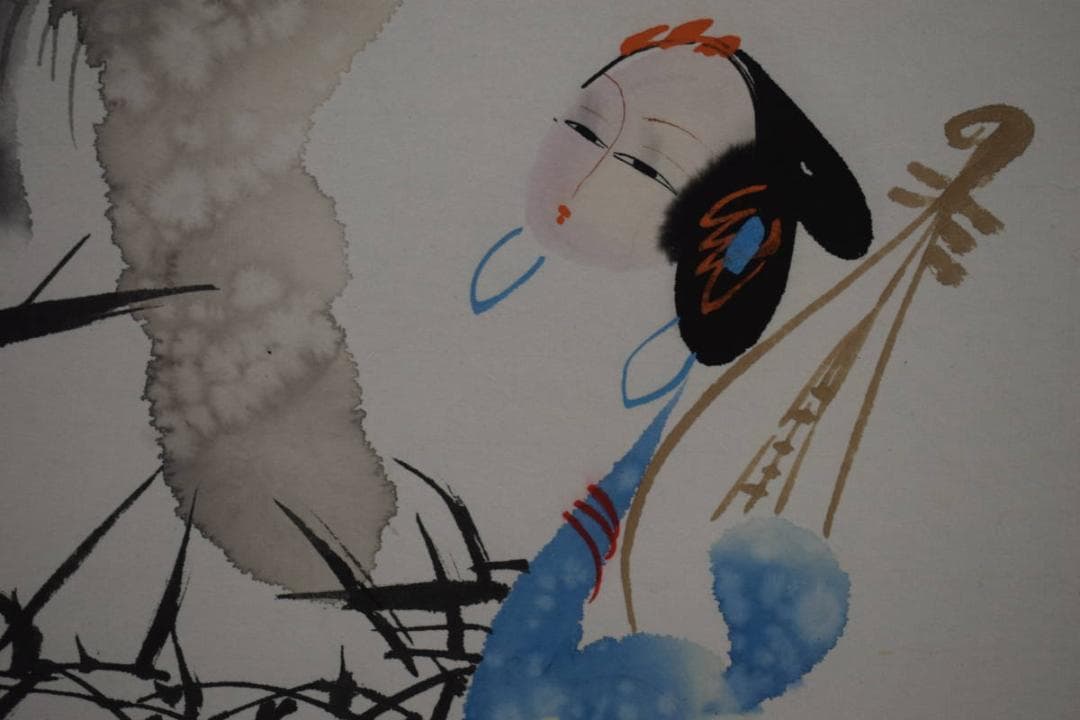 不詳/作者不詳/美人に蘭図/布袋屋掛軸HE-775