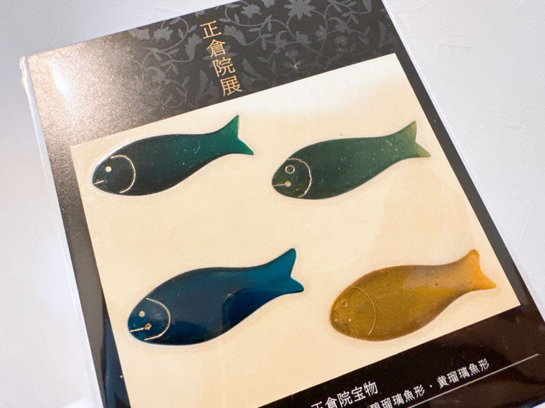 奈良　正倉院展 ピンバッジ うつし金箔絵　3点セット　平螺鈿背円鏡　黄瑠璃魚形