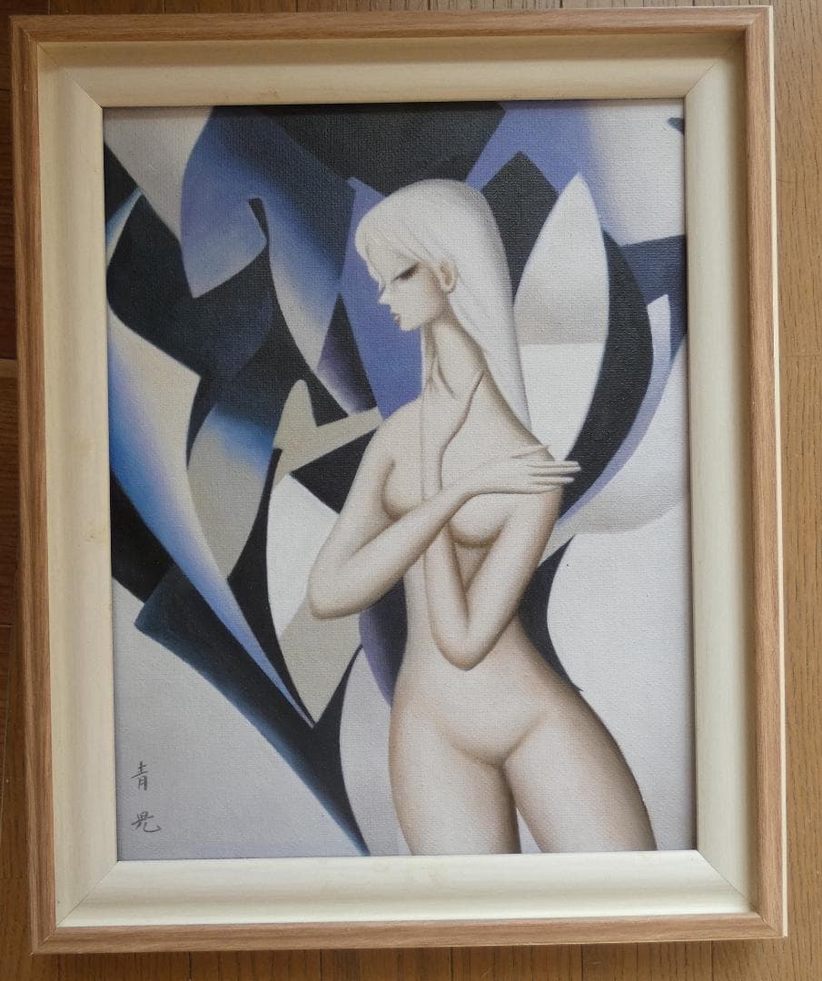 油絵　額付き　東郷青児　【　静がなノラ　】手描き　肉筆 F6